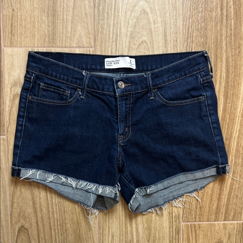 Abercrombie & Fitch Low Rise Dark Wash Denim Shorts‎